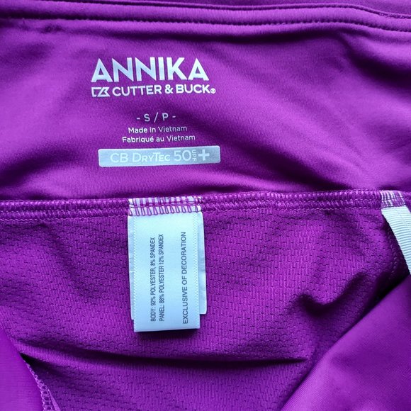 Annika Cutter&Buck Dry Tec UPF 50+ Activewear Golf Skort Zip-Pocket Purple Pink - Picture 5 of 6